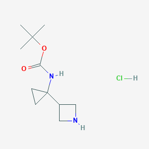 molecular formula C11H21ClN2O2 B3113342 Tert-butyl N-[1-(azetidin-3-YL)cyclopropyl]carbamate hydrochloride CAS No. 1949836-68-3