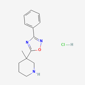 molecular formula C14H18ClN3O B3113479 盐酸3-甲基-3-(3-苯基-1,2,4-恶二唑-5-基)哌啶 CAS No. 1956307-81-5