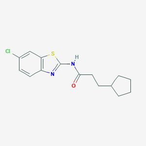 molecular formula C15H17ClN2OS B311348 N-(6-chloro-1,3-benzothiazol-2-yl)-3-cyclopentylpropanamide 