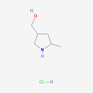 molecular formula C6H14ClNO B3113866 (5-Methylpyrrolidin-3-YL)methanol hcl CAS No. 1986336-97-3
