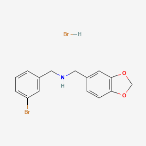 molecular formula C15H15Br2NO2 B3113902 (1,3-苯并二氧杂环-5-基甲基)(3-溴苯甲基)胺氢溴酸盐 CAS No. 1987244-68-7