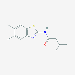 molecular formula C14H18N2OS B311408 N-(5,6-dimethyl-1,3-benzothiazol-2-yl)-3-methylbutanamide 