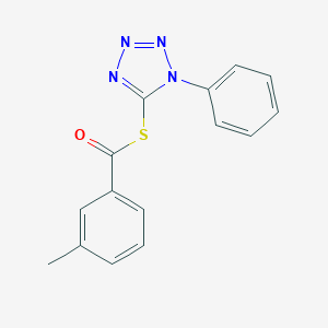molecular formula C15H12N4OS B311420 S-(1-phenyl-1H-tetraazol-5-yl) 3-methylbenzenecarbothioate 