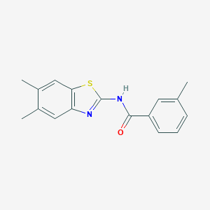 molecular formula C17H16N2OS B311423 N-(5,6-dimethyl-1,3-benzothiazol-2-yl)-3-methylbenzamide 