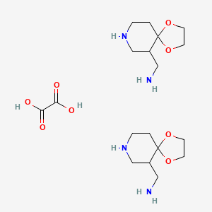 molecular formula C18H34N4O8 B3114288 草酸；双({1,4-二氧杂-8-氮杂螺[4.5]癸-6-基}甲胺) CAS No. 2007925-01-9