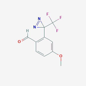 molecular formula C10H7F3N2O2 B3114865 2-[3-(Trifluoromethyl)-3H-diazirin-3-yl]-4-methoxybenzaldehyde CAS No. 205485-26-3