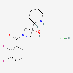 molecular formula C15H18ClF3N2O2 B3115068 [3-羟基-3-[(2S)-2-哌啶基]氮杂环丁-1-基]-(2,3,4-三氟苯基)甲酮；盐酸盐 CAS No. 2065147-70-6