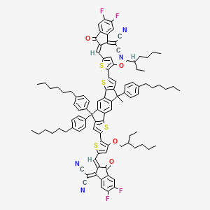 molecular formula C103H100F4N4O4S4 B3115251 丙二腈，2,2'-[[4,4,9,9-四(4-己基苯基)-4,9-二氢-s-茚并[1,2-b:5,6-b']二噻吩-2,7-二基]双[[4-[(2-乙基己基)氧基]-5,2-噻吩二基]亚甲基(5,6-二氟-3-氧代-1H-茚-2,1(3H)-二亚甲基)]]双- CAS No. 2089044-02-8