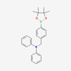 molecular formula C25H28BNO2 B3115420 Diphenyl-[4-(4,4,5,5-tetramethyl-[1,3,2]dioxaborolan-2-yl)-benzyl]-amine CAS No. 2096338-53-1