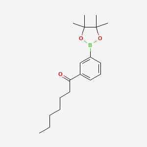 molecular formula C19H29BO3 B3115477 1-[3-(4,4,5,5-Tetramethyl-1,3,2-dioxaborolan-2-yl)phenyl]heptan-1-one CAS No. 2096998-65-9