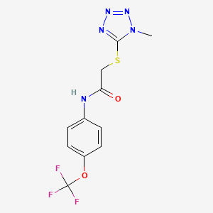 molecular formula C11H10F3N5O2S B3115833 2-((1-Methyl-1H-1,2,3,4-tetraazol-5-yl)sulfanyl)-N-(4-(trifluoromethoxy)phenyl)acetamide CAS No. 212074-56-1