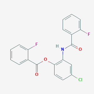 molecular formula C20H12ClF2NO3 B311598 4-Chloro-2-[(2-fluorobenzoyl)amino]phenyl 2-fluorobenzoate 