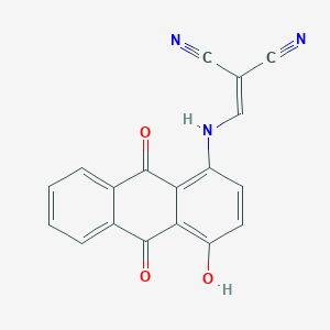 molecular formula C18H9N3O3 B3116225 (((4-Hydroxy-9,10-dioxoanthryl)amino)methylene)methane-1,1-dicarbonitrile CAS No. 21493-27-6