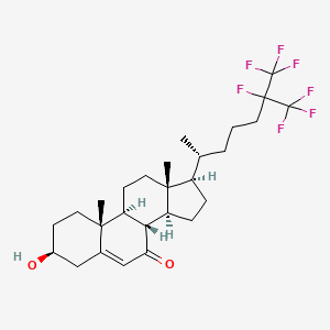 molecular formula C27H37F7O2 B3116235 (3S,8S,9S,10R,13R,14S,17R)-3-羟基-10,13-二甲基-17-[(2R)-6,7,7,7-四氟-6-(三氟甲基)庚-2-基]-1,2,3,4,8,9,11,12,14,15,16,17-十二氢环戊并[a]菲-7-酮 CAS No. 215094-37-4