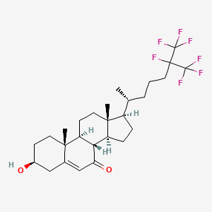 molecular formula C27H37F7O2 B3116235 (3S,8S,9S,10R,13R,14S,17R)-3-hydroxy-10,13-dimethyl-17-[(2R)-6,7,7,7-tetrafluoro-6-(trifluoromethyl)heptan-2-yl]-1,2,3,4,8,9,11,12,14,15,16,17-dodecahydrocyclopenta[a]phenanthren-7-one CAS No. 215094-37-4