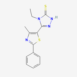 molecular formula C14H14N4S2 B3116822 4-乙基-5-(4-甲基-2-苯基-1,3-噻唑-5-基)-4H-1,2,4-三唑-3-硫醇 CAS No. 219860-19-2