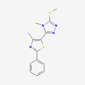 molecular formula C14H14N4S2 B3116829 4-methyl-3-(4-methyl-2-phenyl-1,3-thiazol-5-yl)-5-(methylsulfanyl)-4H-1,2,4-triazole CAS No. 219860-30-7