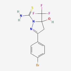 molecular formula C11H9BrF3N3OS B3116859 3-(4-Bromophenyl)-4,5-dihydro-5-hydroxy-1-thiocarbamoyl-5-(trifluoromethyl)pyrazole CAS No. 219986-60-4