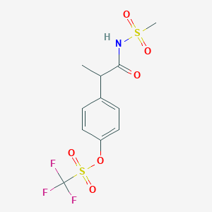molecular formula C11H12F3NO6S2 B3117005 4-[1-(Methylsulfonamido)-1-oxo-2-propyl]phenyl Trifluoromethanesulfonate CAS No. 2205882-55-7