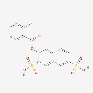 molecular formula C18H14O8S2 B311713 3-(2-Methylbenzoyl)oxynaphthalene-2,7-disulfonic acid 