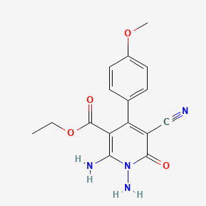 Ethyl 1,2-diamino-5-cyano-4-(4-methoxyphenyl)-6-oxo-1,6-dihydro-3-pyridinecarboxylate