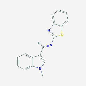molecular formula C17H13N3S B311726 N-(1,3-benzothiazol-2-yl)-N-[(1-methyl-1H-indol-3-yl)methylene]amine 