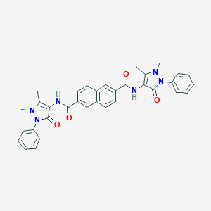 molecular formula C34H30N6O4 B311754 N~2~,N~6~-bis(1,5-dimethyl-3-oxo-2-phenyl-2,3-dihydro-1H-pyrazol-4-yl)-2,6-naphthalenedicarboxamide 