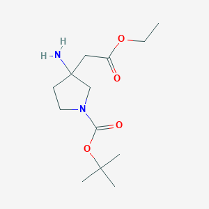 molecular formula C13H24N2O4 B3117550 Ethyl (3-amino-1-boc-pyrrolidin-3-yl)-acetate CAS No. 2241129-13-3