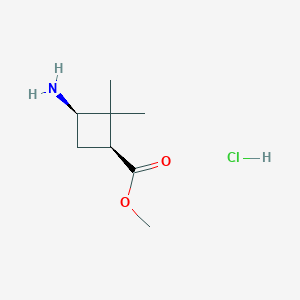 molecular formula C8H16ClNO2 B3117591 methyl (1S,3R)-3-amino-2,2-dimethyl-cyclobutanecarboxylate;hydrochloride CAS No. 2247088-07-7