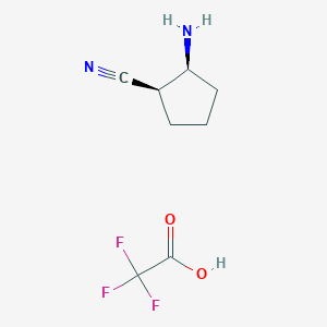molecular formula C8H11F3N2O2 B3117628 Cis-2-aminocyclopentane-1-carbonitrile trifluoroacetate CAS No. 2250241-85-9