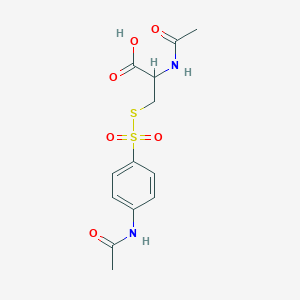 molecular formula C13H16N2O6S2 B311763 N-acetyl[[4-(acetylamino)phenyl](dioxido)sulfanyl]cysteine 