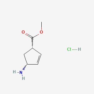 molecular formula C7H12ClNO2 B3117978 (1S,4R)-Methyl 4-aminocyclopent-2-enecarboxylate hydrochloride CAS No. 229613-83-6