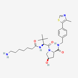 molecular formula C29H43N5O4S B3118065 (2S,4R)-1-((S)-2-(7-aminoheptanamido)-3,3-dimethylbutanoyl)-4-hydroxy-N-(4-(4-methylthiazol-5-yl)benzyl)pyrrolidine-2-carboxamide CAS No. 2306389-03-5