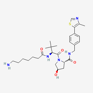 molecular formula C29H43N5O4S B3118065 (2S,4R)-1-((S)-2-(7-氨基庚酰胺)-3,3-二甲基丁酰基)-4-羟基-N-(4-(4-甲基噻唑-5-基)苄基)吡咯烷-2-甲酰胺 CAS No. 2306389-03-5