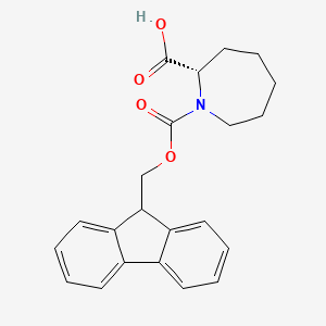 molecular formula C22H23NO4 B3118132 (2S)-1-(9H-fluoren-9-ylmethoxycarbonyl)azepane-2-carboxylic acid CAS No. 2322925-11-9
