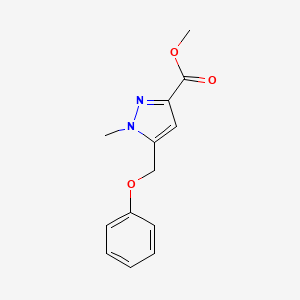molecular formula C13H14N2O3 B3118336 1-Methyl-5-phenoxymethyl-1H-pyrazole-3-carboxylic acid methyl ester CAS No. 2368871-07-0