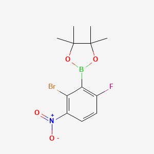 molecular formula C12H14BBrFNO4 B3118420 2-Bromo-6-fluoro-3-nitrophenylboronic acid pinacol ester CAS No. 2377611-63-5