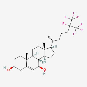 molecular formula C27H39F7O2 B3118583 (3S,7R,8S,9S,10R,13R,14S,17R)-10,13-Dimethyl-17-[(2R)-6,7,7,7-tetrafluoro-6-(trifluoromethyl)heptan-2-yl]-2,3,4,7,8,9,11,12,14,15,16,17-dodecahydro-1H-cyclopenta[a]phenanthrene-3,7-diol CAS No. 240129-42-4