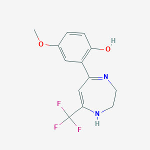 molecular formula C13H13F3N2O2 B3118598 2-[2,3-Dihydro-7-trifluoromethyl-1H-1,4-diazepine-5-YL]-4-methoxyphenol CAS No. 240417-95-2