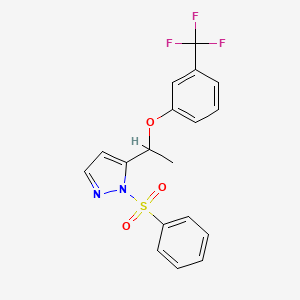 B3118644 1-(phenylsulfonyl)-5-{1-[3-(trifluoromethyl)phenoxy]ethyl}-1H-pyrazole CAS No. 241127-09-3