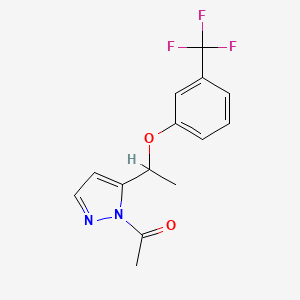 molecular formula C14H13F3N2O2 B3118656 1-(5-{1-[3-(trifluoromethyl)phenoxy]ethyl}-1H-pyrazol-1-yl)-1-ethanone CAS No. 241127-30-0