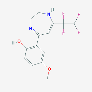 molecular formula C14H14F4N2O2 B3118786 4-Methoxy-2-[7-(1,1,2,2-tetrafluoroethyl)-2,3-dihydro-1H-1,4-diazepin-5-yl]phenol CAS No. 242460-43-1