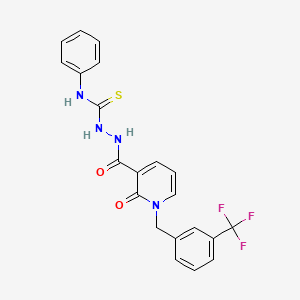 molecular formula C21H17F3N4O2S B3118791 2-({2-氧代-1-[3-(三氟甲基)苄基]-1,2-二氢-3-吡啶基}羰基)-N-苯基-1-肼基硫代氨基甲酰胺 CAS No. 242471-87-0