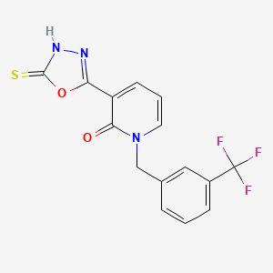 molecular formula C15H10F3N3O2S B3118796 3-(5-sulfanyl-1,3,4-oxadiazol-2-yl)-1-[3-(trifluoromethyl)benzyl]-2(1H)-pyridinone CAS No. 242471-95-0