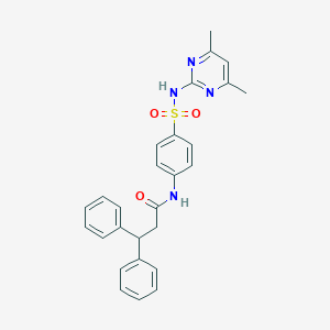 molecular formula C27H26N4O3S B311925 N-(4-{[(4,6-dimethyl-2-pyrimidinyl)amino]sulfonyl}phenyl)-3,3-diphenylpropanamide 