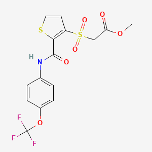 molecular formula C15H12F3NO6S2 B3119406 Methyl 2-[(2-{[4-(trifluoromethoxy)anilino]carbonyl}-3-thienyl)sulfonyl]acetate CAS No. 251097-17-3