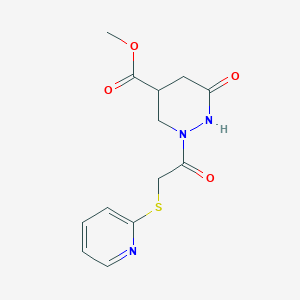 molecular formula C13H15N3O4S B3119447 Methyl 6-oxo-2-[2-(2-pyridinylsulfanyl)acetyl]hexahydro-4-pyridazinecarboxylate CAS No. 251307-11-6