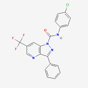 molecular formula C20H12ClF3N4O B3119453 N-(4-氯苯基)-3-苯基-6-(三氟甲基)-1H-吡唑并[4,3-b]吡啶-1-甲酰胺 CAS No. 251307-17-2