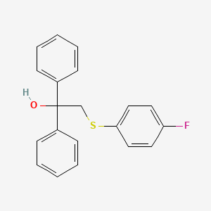 molecular formula C20H17FOS B3119470 2-[(4-Fluorophenyl)sulfanyl]-1,1-diphenyl-1-ethanol CAS No. 251307-35-4