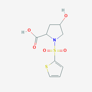 molecular formula C9H11NO5S2 B3119484 4-羟基-1-(2-噻吩基磺酰基)-2-吡咯烷羧酸 CAS No. 251310-43-7